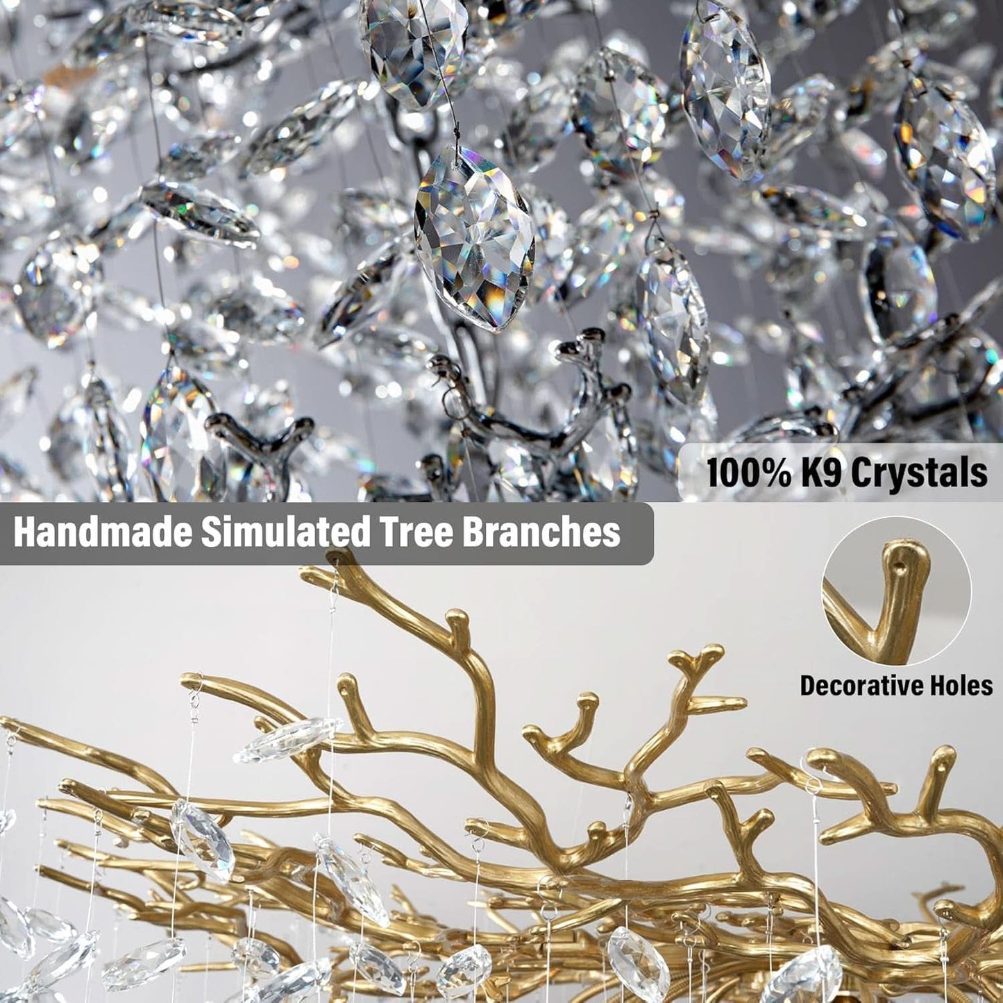 Gold Crystal Raindrop Chandelier – 10 Lights