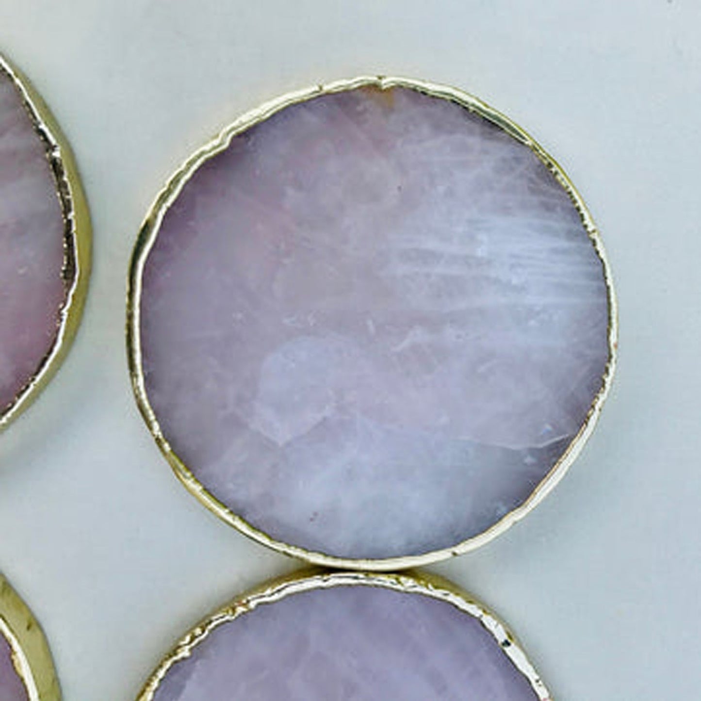 Natural Rose Quartz Agate Coasters – Set of 4