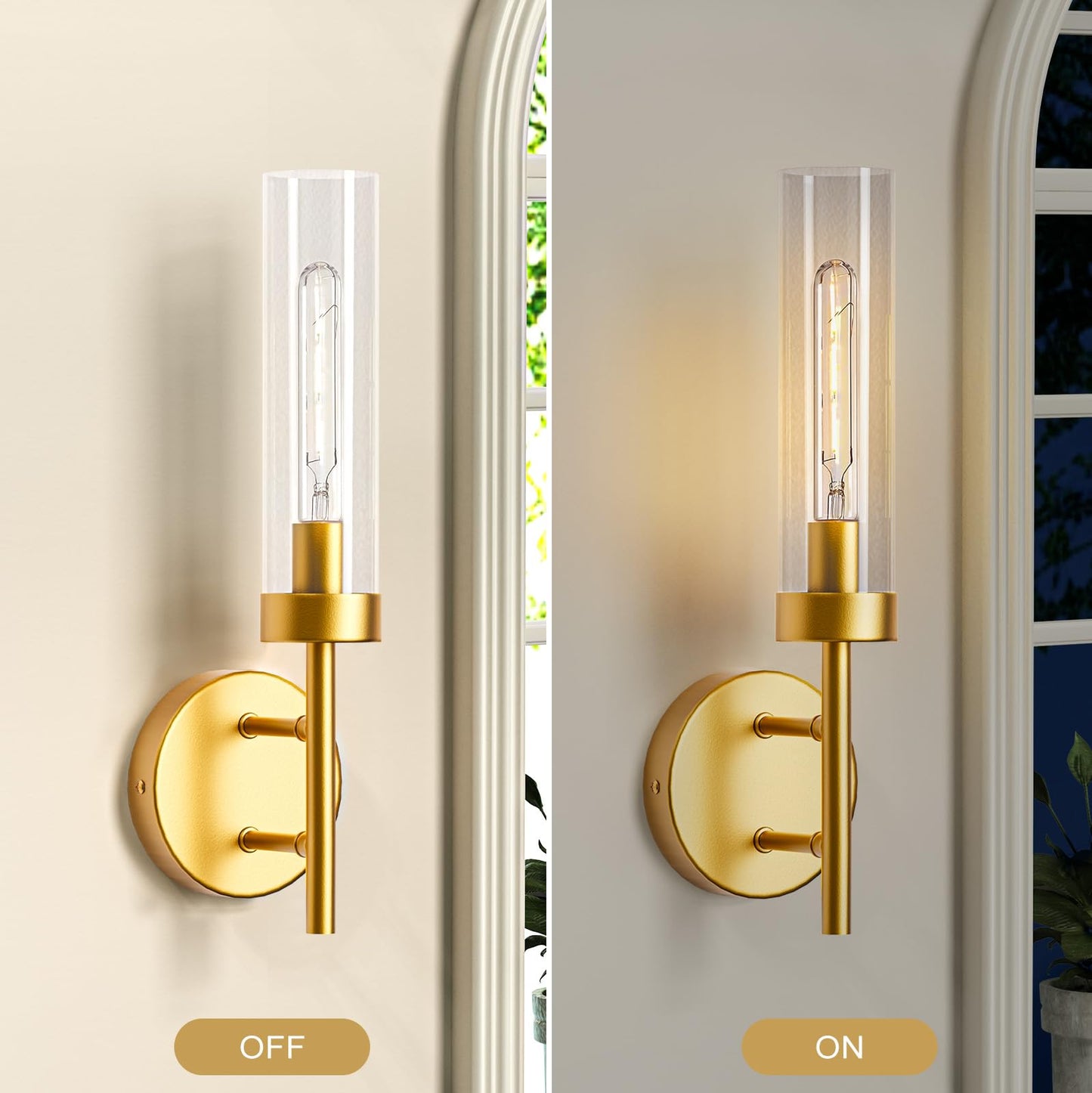 Set of 2 Modern Gold Hardwired Bathroom Wall Sconces