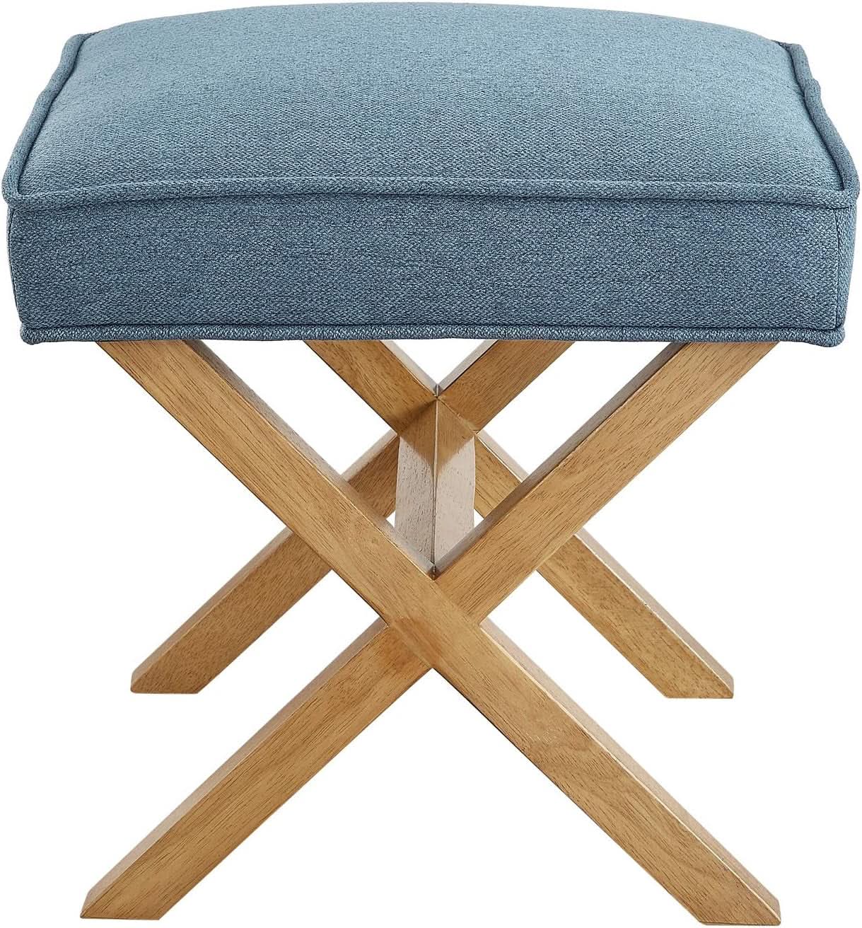 Indigo Blue Upholstered Ottoman Foot Stool