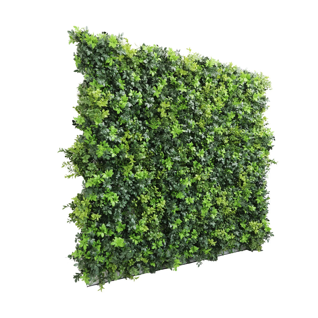 Mixed Green Ultra Dense Boxwood Artificial Vertical Garden Green Wall Panel 40×40in 11 SQ FT – NFPA701 Fire Rated – Metal Backed – UV Resistant – Commercial Grade