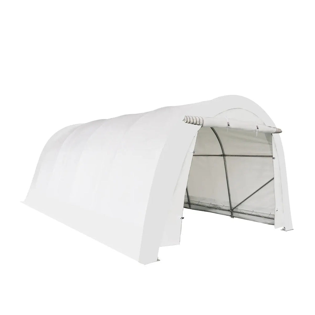 12' x 20' Car Shelter w/Rounded Roof & Heavy-Duty 11 OZ PE Fabric Cover, Galvanized Steel Frame, Fabric front roll-up door, TMG-ST1220R