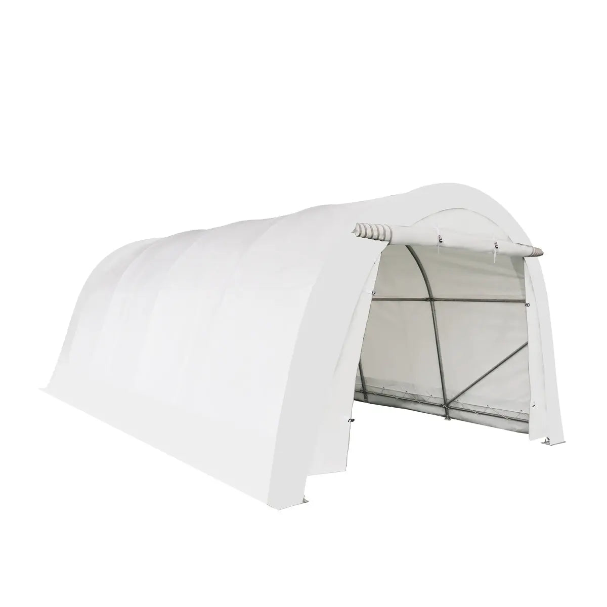12' x 20' Car Shelter w/Rounded Roof & Heavy-Duty 11 OZ PE Fabric Cover, Galvanized Steel Frame, Fabric front roll-up door, TMG-ST1220R