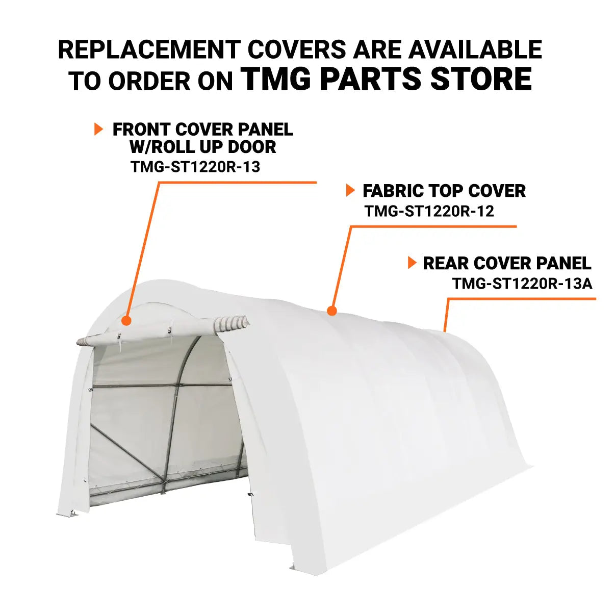 12' x 20' Car Shelter w/Rounded Roof & Heavy-Duty 11 OZ PE Fabric Cover, Galvanized Steel Frame, Fabric front roll-up door, TMG-ST1220R
