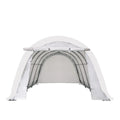 12' x 20' Car Shelter w/Rounded Roof & Heavy-Duty 11 OZ PE Fabric Cover, Galvanized Steel Frame, Fabric front roll-up door, TMG-ST1220R