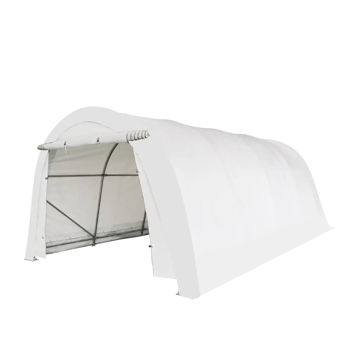 12' x 20' Car Shelter w/Rounded Roof & Heavy-Duty 11 OZ PE Fabric Cover, Galvanized Steel Frame, Fabric front roll-up door, TMG-ST1220R