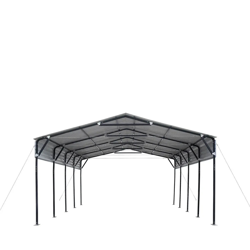 20' x 20' Metal Shed Carport, 10' Open Sidewalls, 400 Sq-Ft, 27 GA Corrugated Panels, TMG-MSC2020