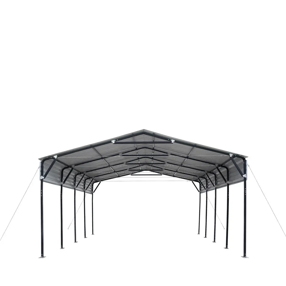 20' x 20' Metal Shed Carport, 10' Open Sidewalls, 400 Sq-Ft, 27 GA Corrugated Panels, TMG-MSC2020
