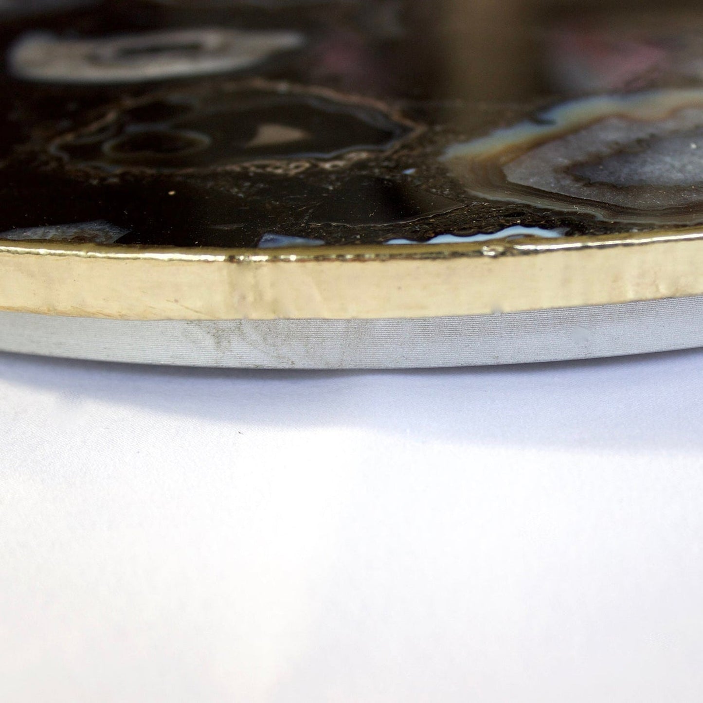 Natural Black Agate Lazy Susan Centerpiece
