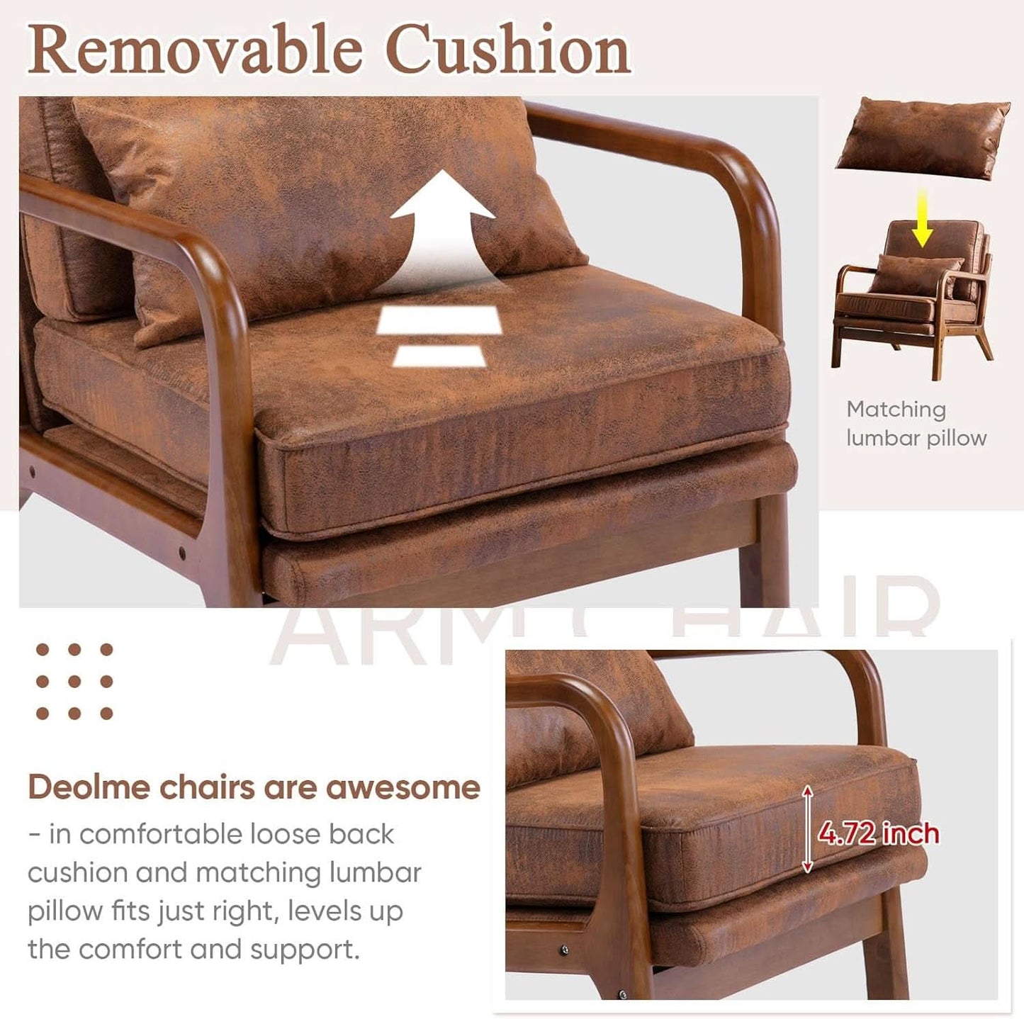 Mid-Century Brown Microfiber Accent Chair Set