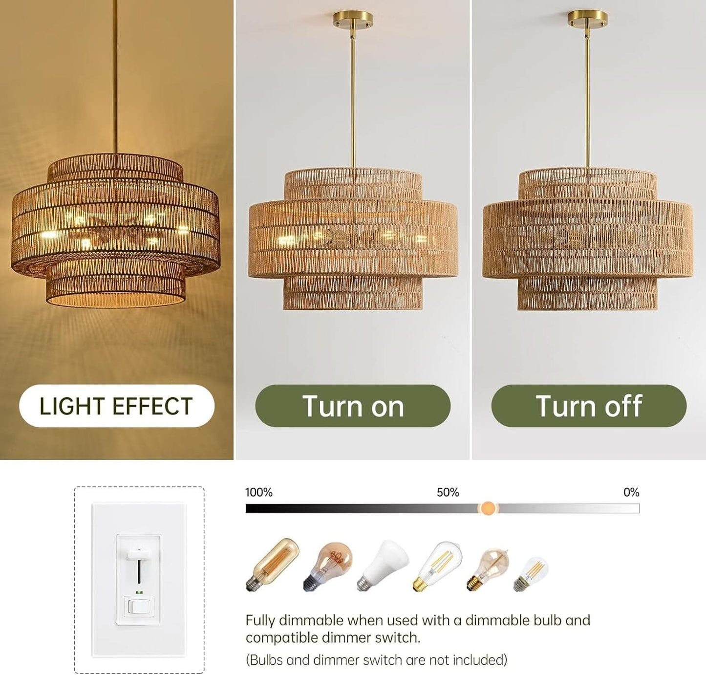 Bohemian Rattan 6-Light Chandelier