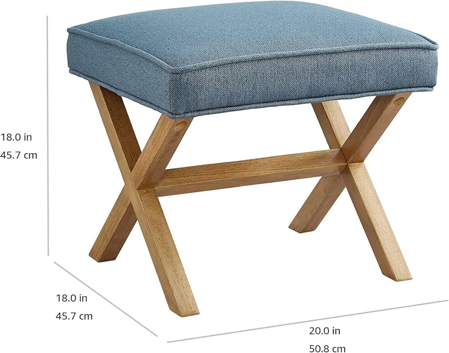 Indigo Blue Upholstered Ottoman Foot Stool