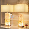 Natural Marble Table Lamps Set of 2