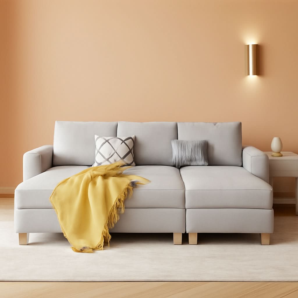 Modular Faux Leather Sectional Sleeper Sofa with Storage