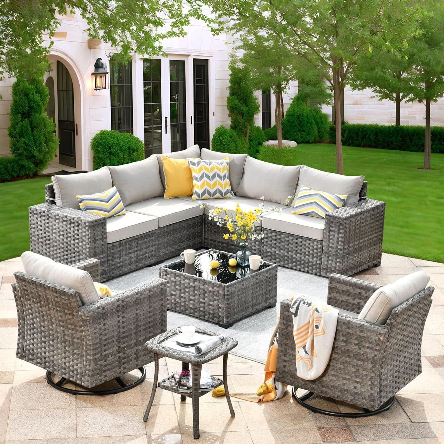 Modern Modular Wicker Outdoor Sectional Sofa Set