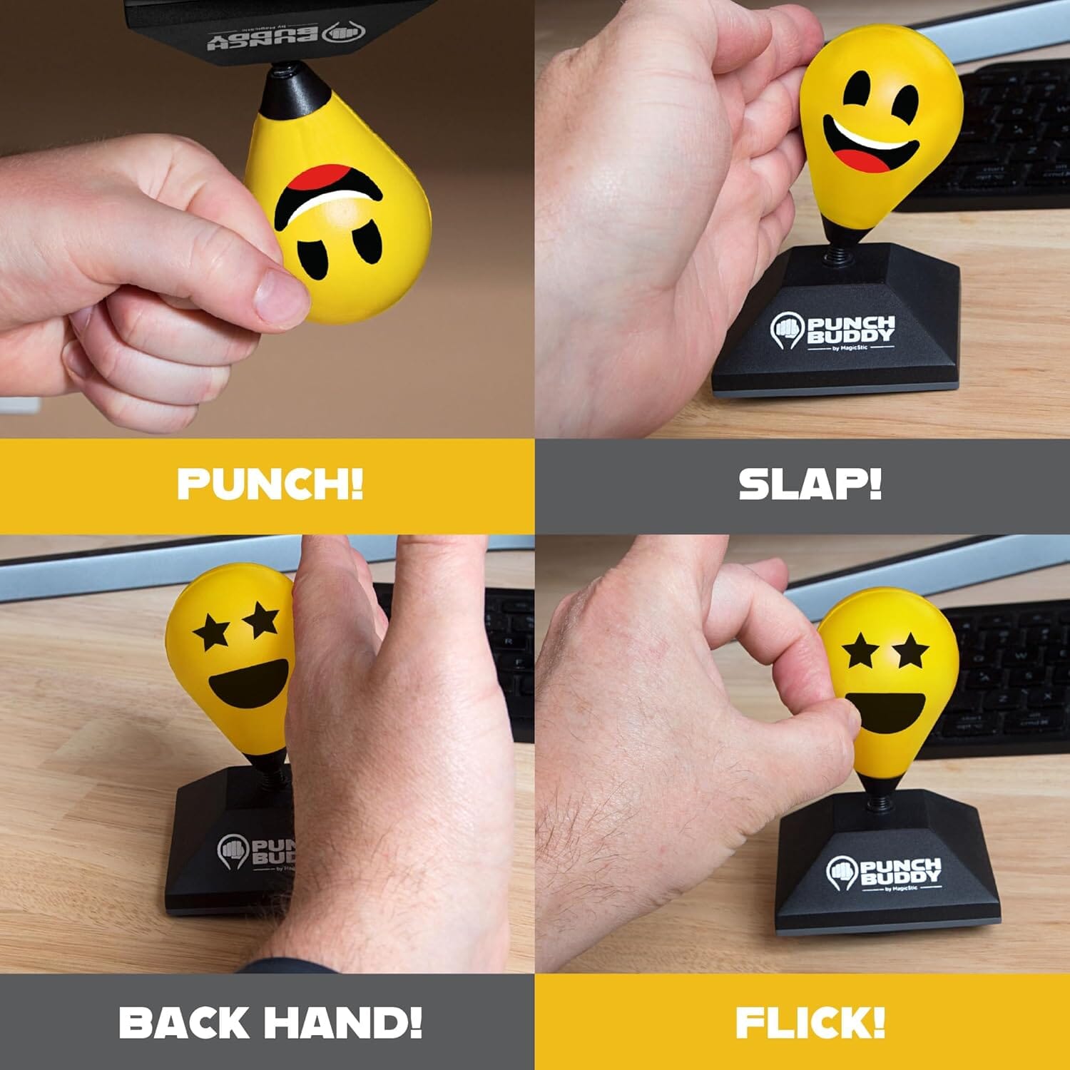 Punch Buddy Mini Desktop Punching Bag - Desk Fidget Toy for Stress Relief, Focus & Fun - Patented Suction Cup Base-4