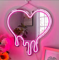 Pink Heart-Melting Neon Light Mirror, Decorative Wall Mirror