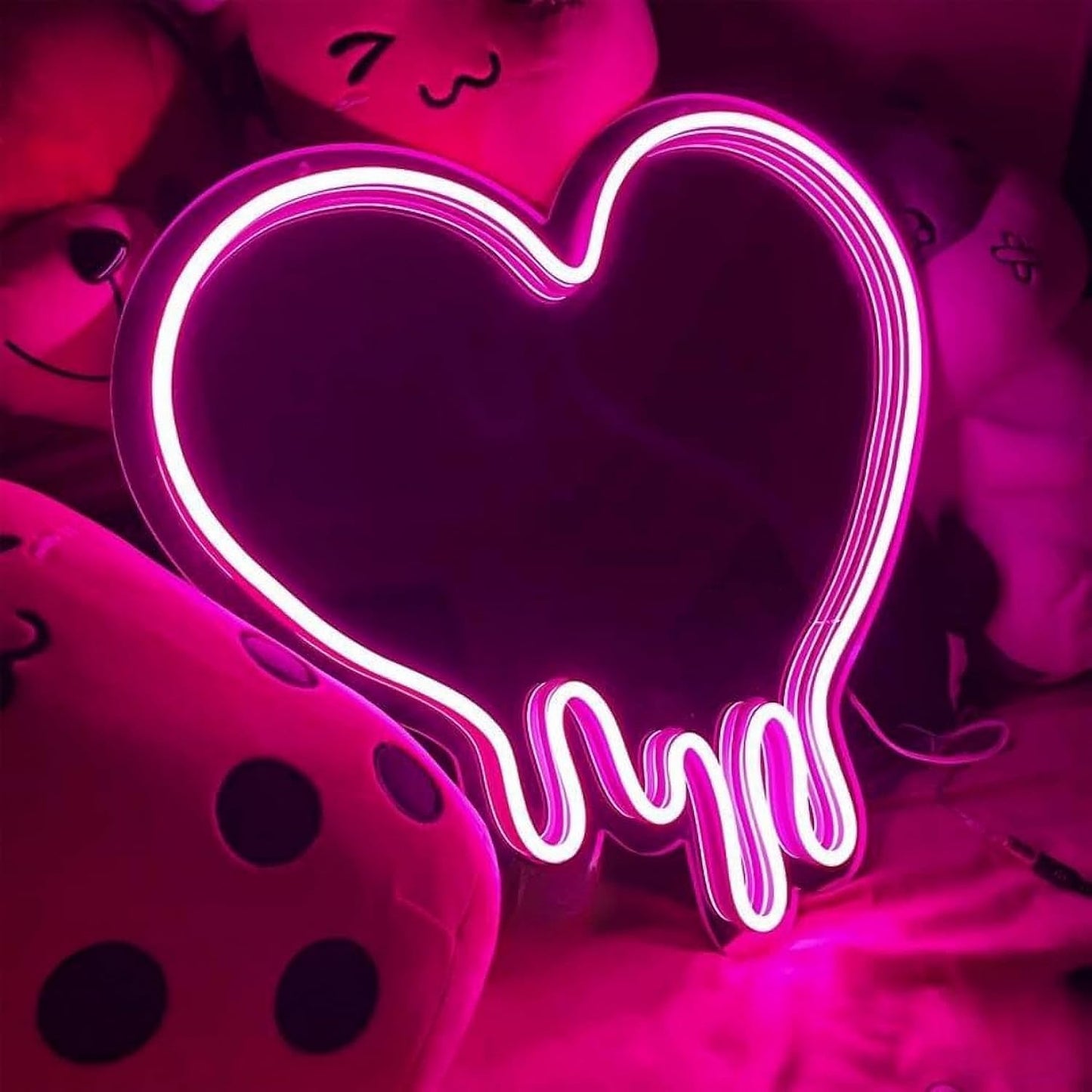 Pink Heart LED Neon Wall Mirror