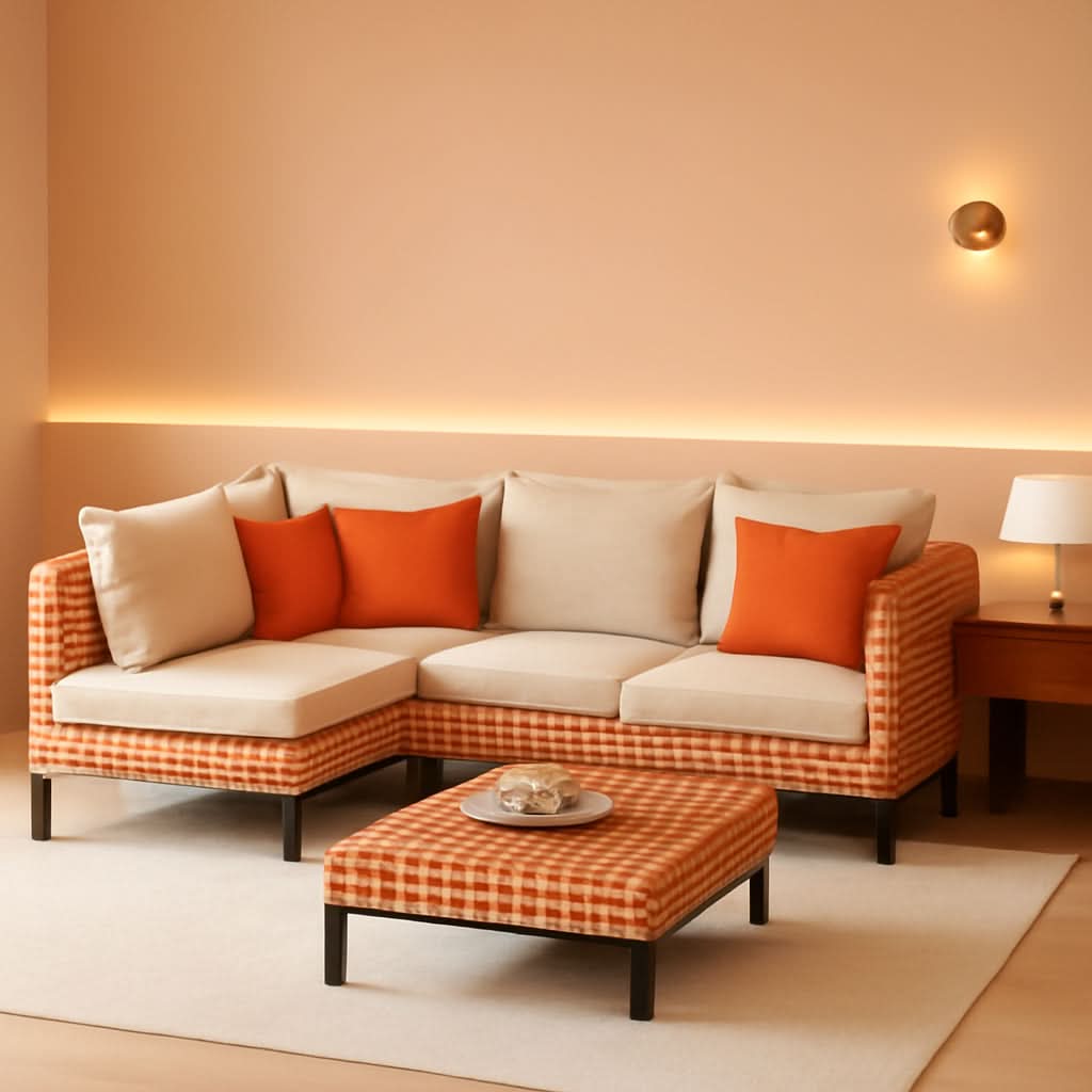 5-Piece Outdoor Patio Sectional Set in Salmon Orange
