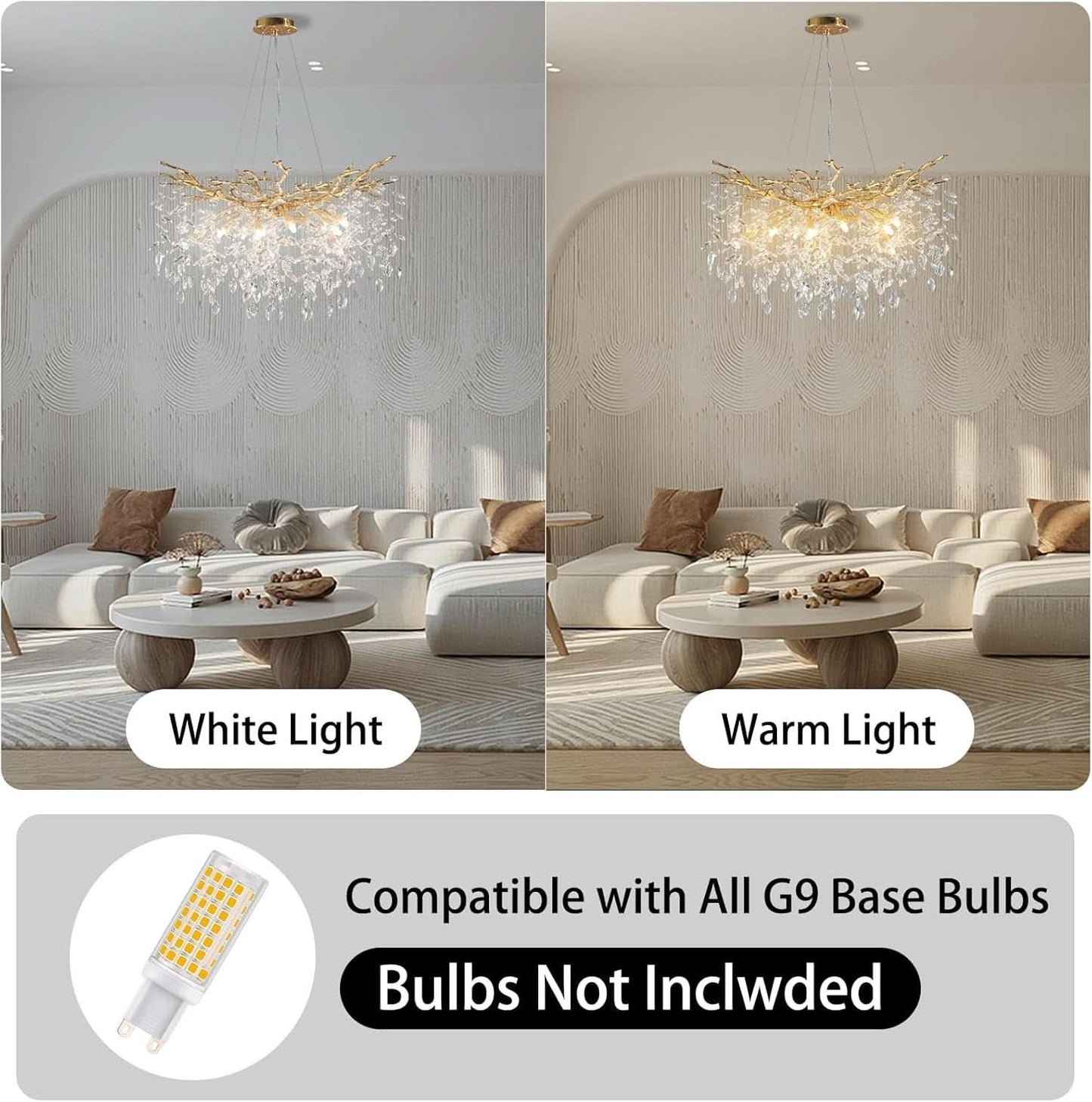 Gold Crystal Raindrop Chandelier – 10 Lights