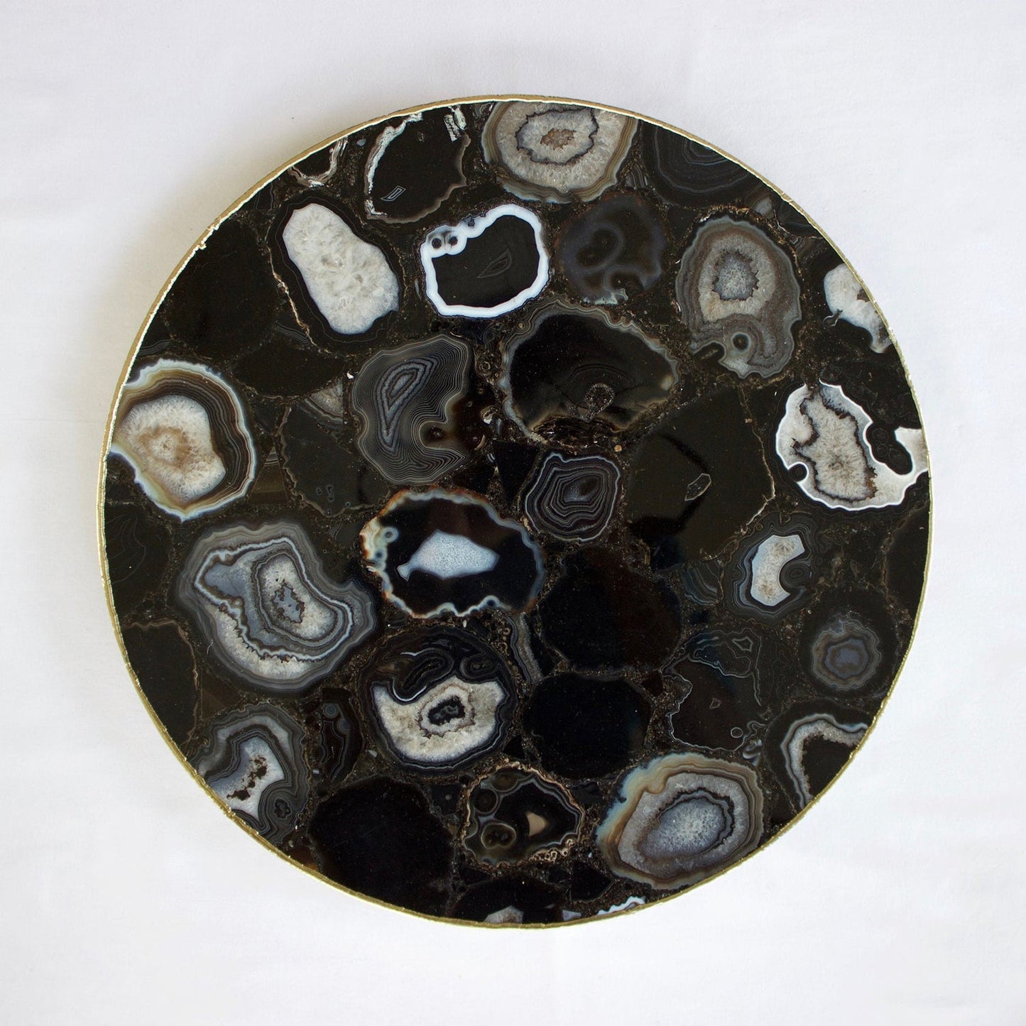 Natural Black Agate Lazy Susan Centerpiece