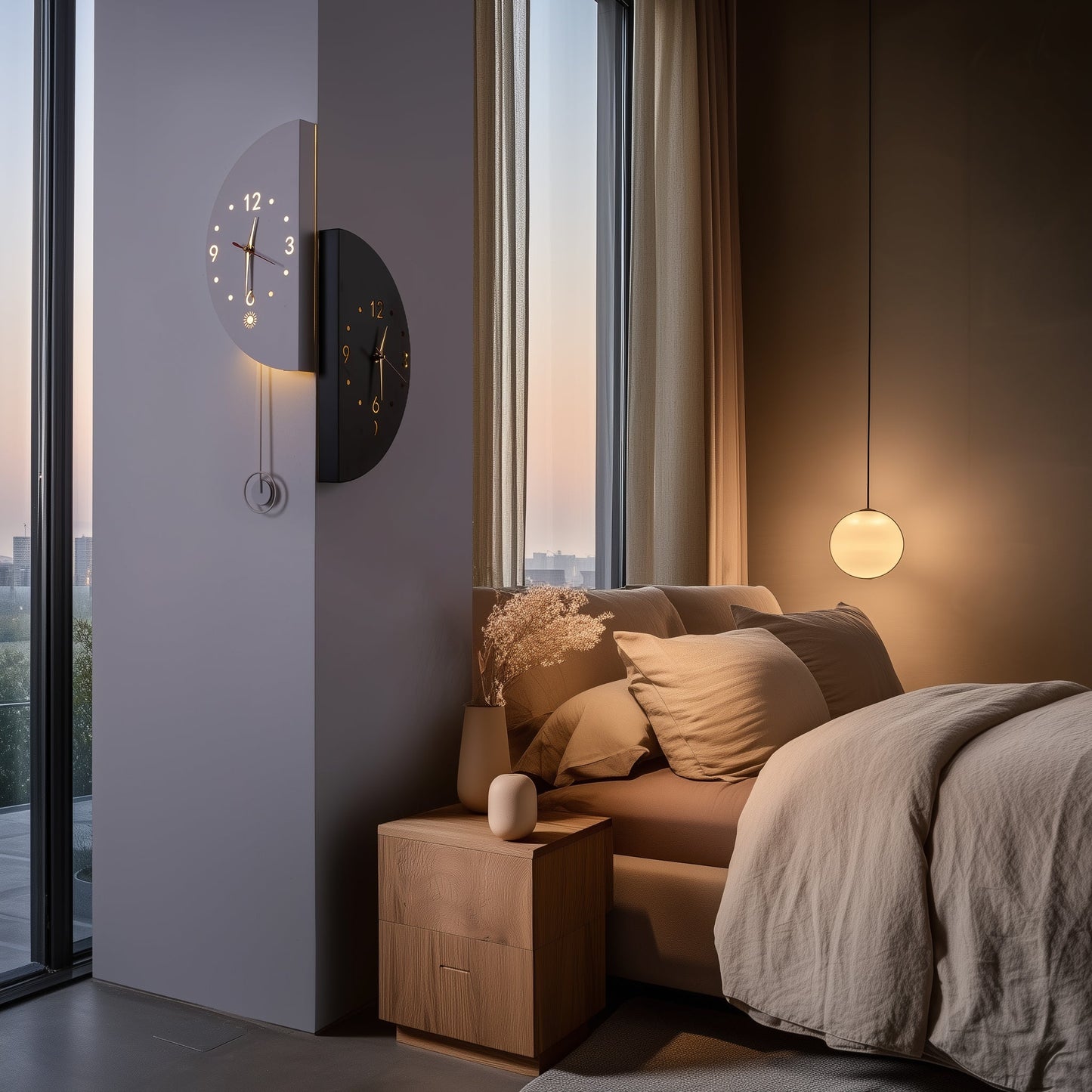 Dual Time Zone Wall Clock