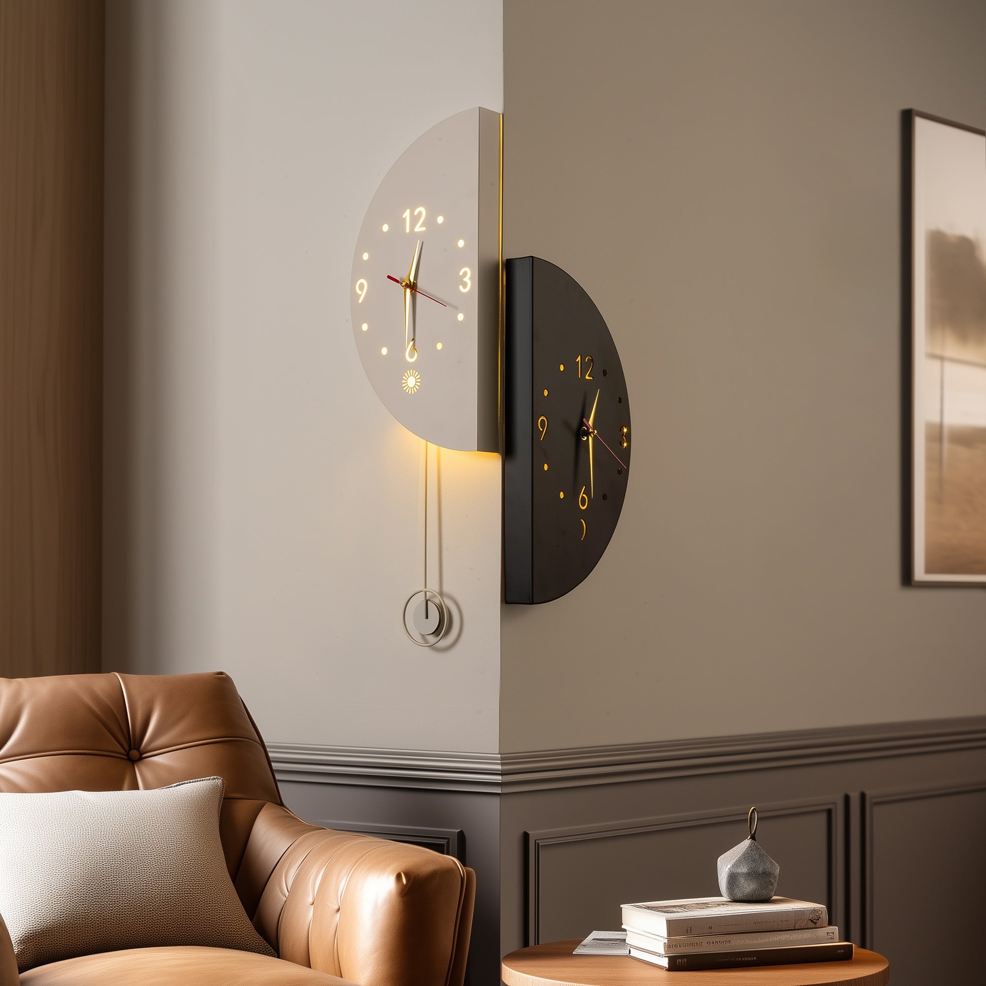 Dual Time Zone Corner Clock