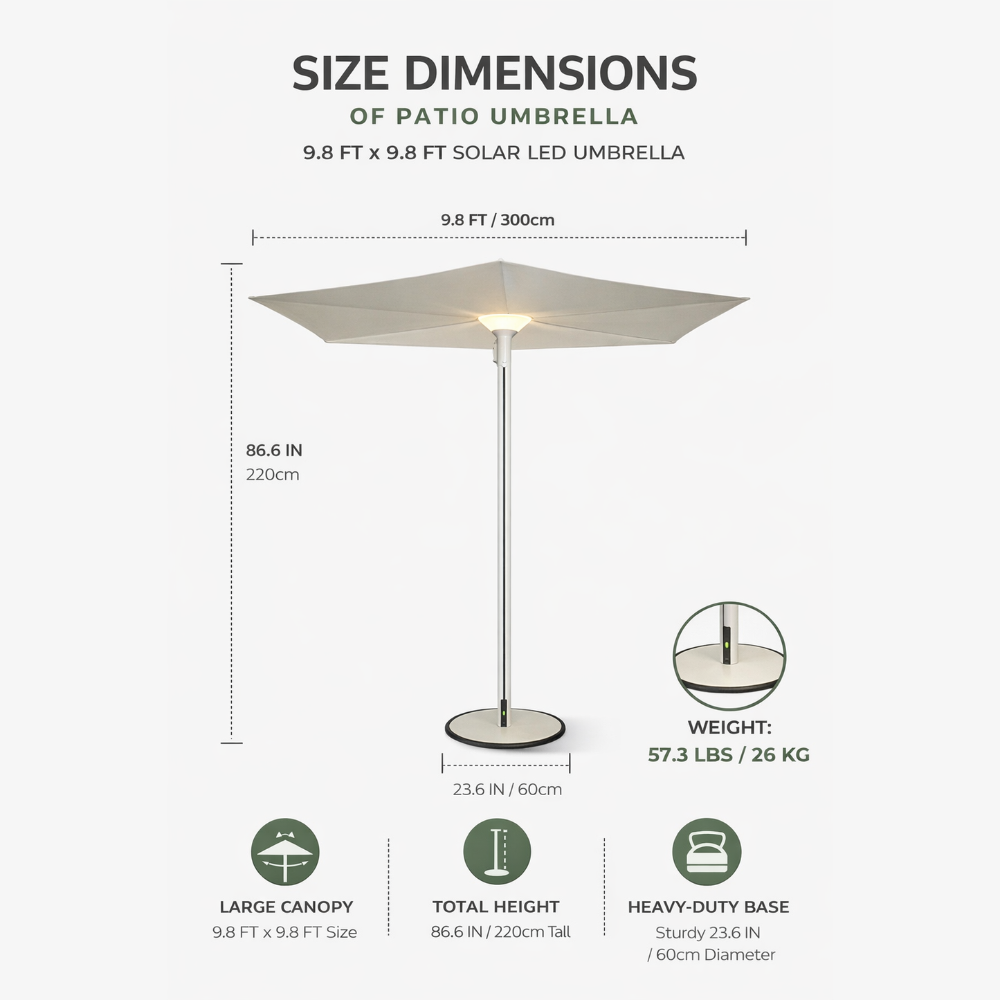 Solar LED Patio Umbrella with Automatic Crank
