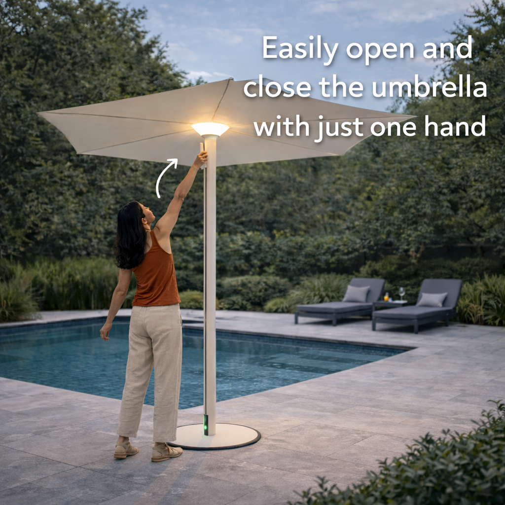 Automatic Solar Patio Umbrella with LED Lighting