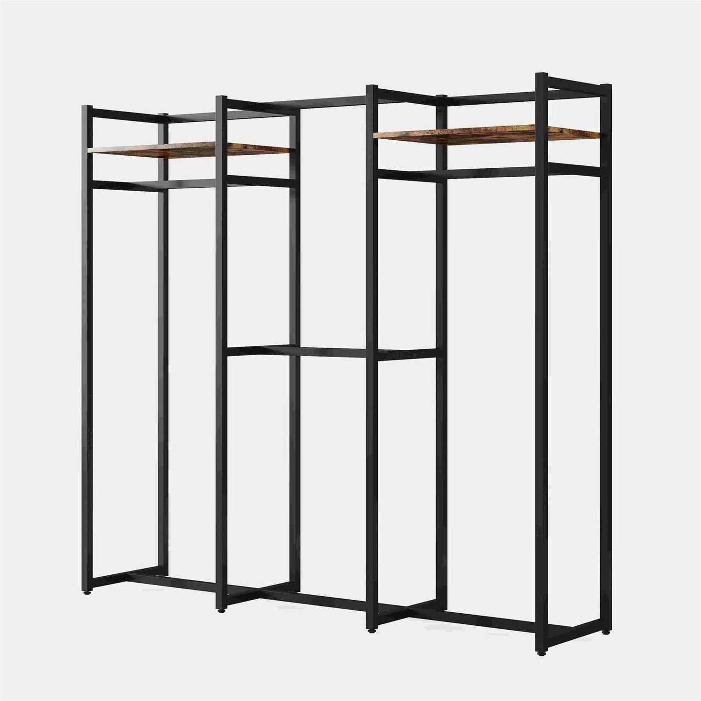 Heavy-Duty Garment Rack with 4 Hanging Rods & 2 Storage Shelves