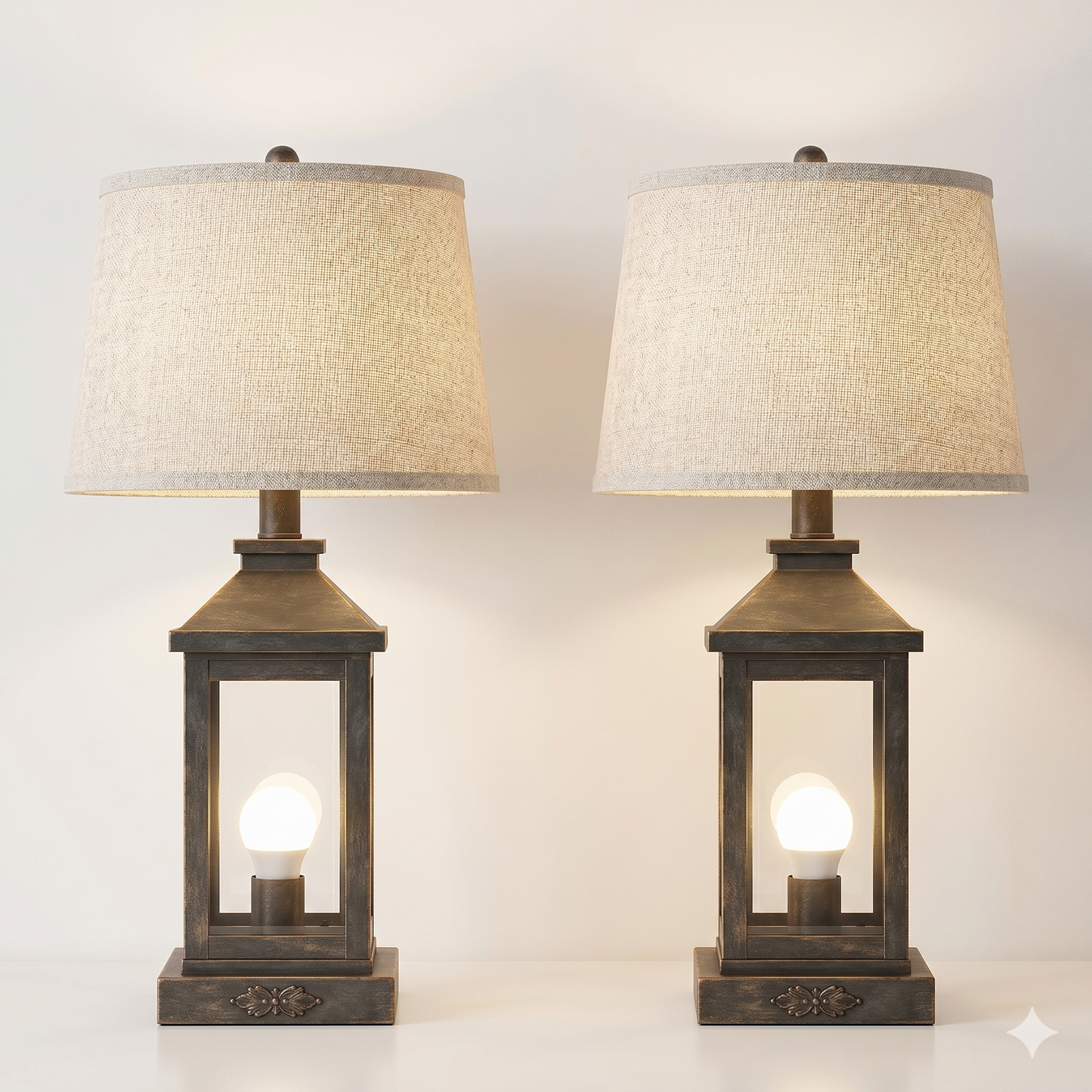Black & Gold Farmhouse Bedside Table Lamp