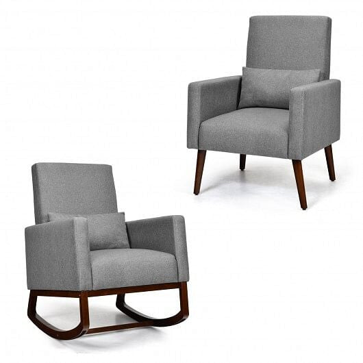 2-in-1 Upholstered Rocking Chair with Pillow