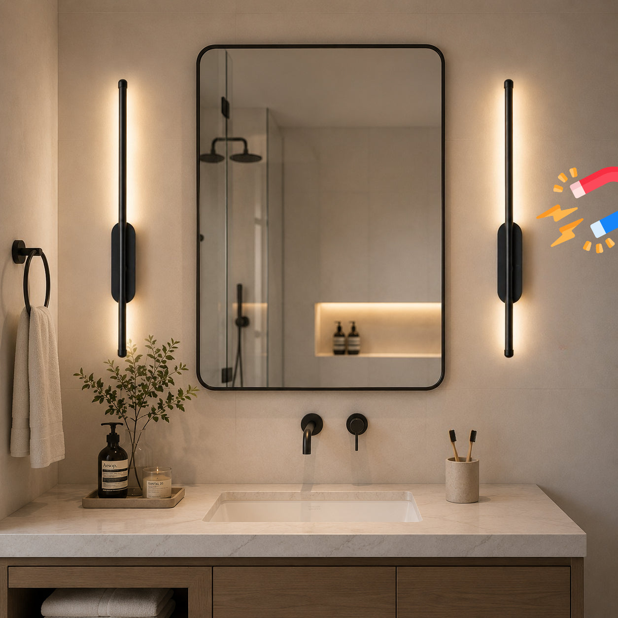 Set of 2 Rechargeable Magnetic Linear Wall Lights