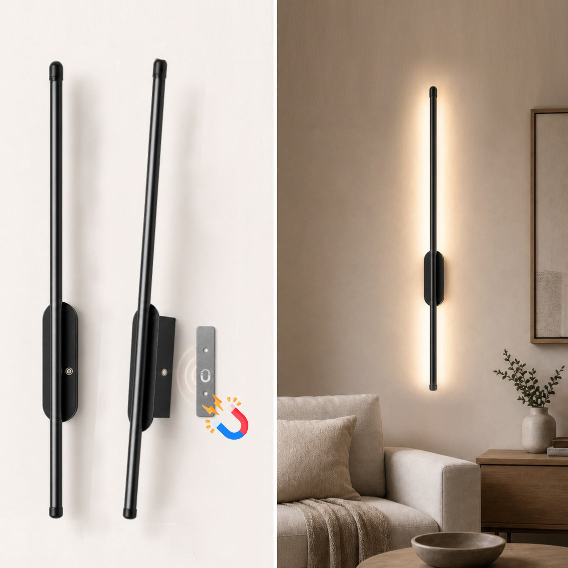 Set of 2 Rechargeable Magnetic Linear Wall Lights
