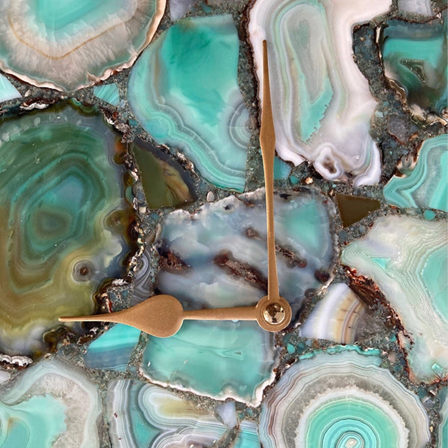 Large Natural Green Agate Wall Clock