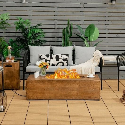 Outdoor Gas Fire Pit Table with Lava Rocks & Protective Cover