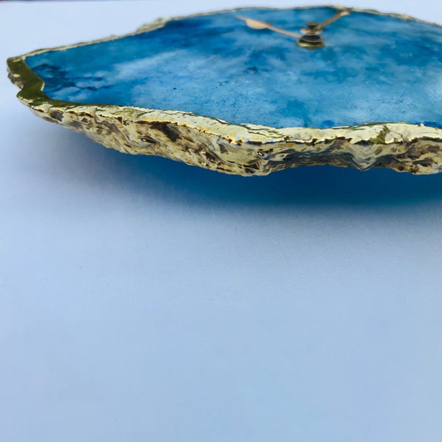 Natural Ocean Blue Agate Wall Clock