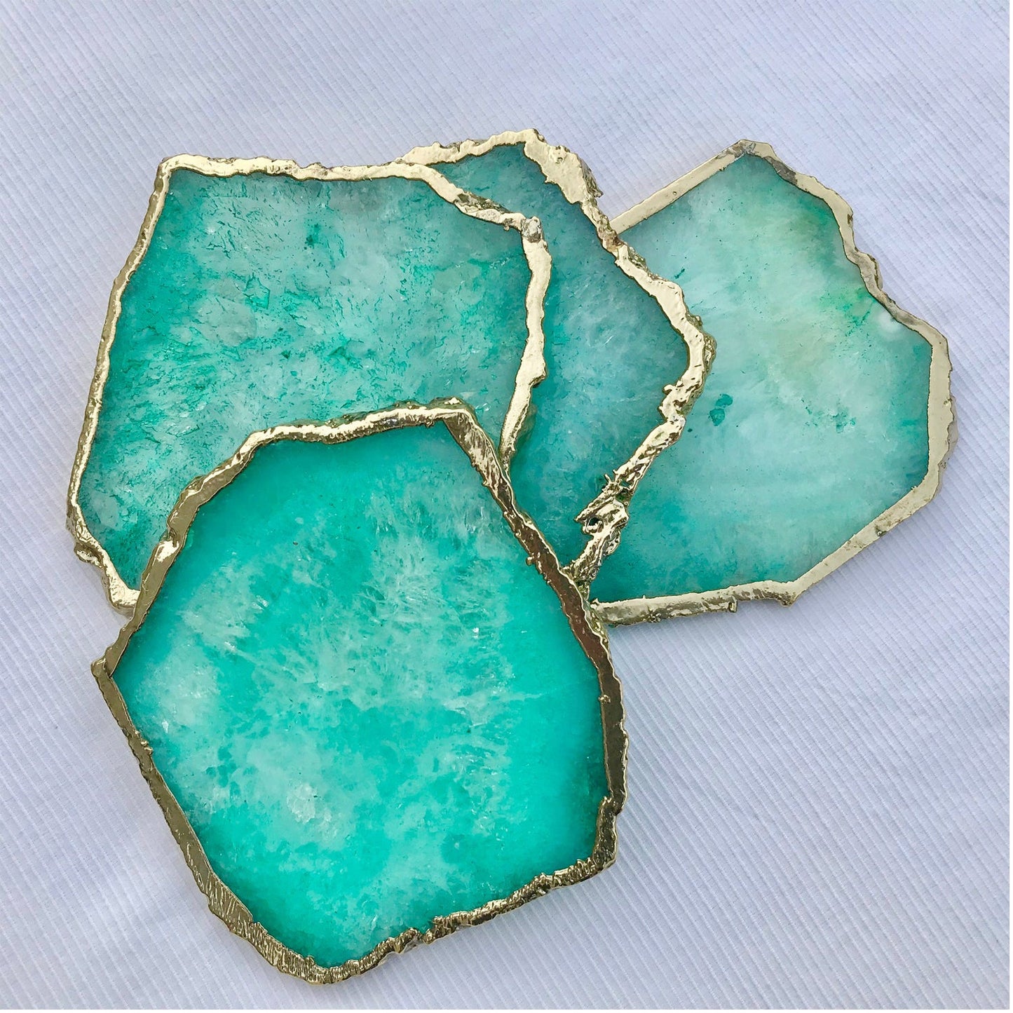 Natural Aqua Agate Coasters – Set of 4