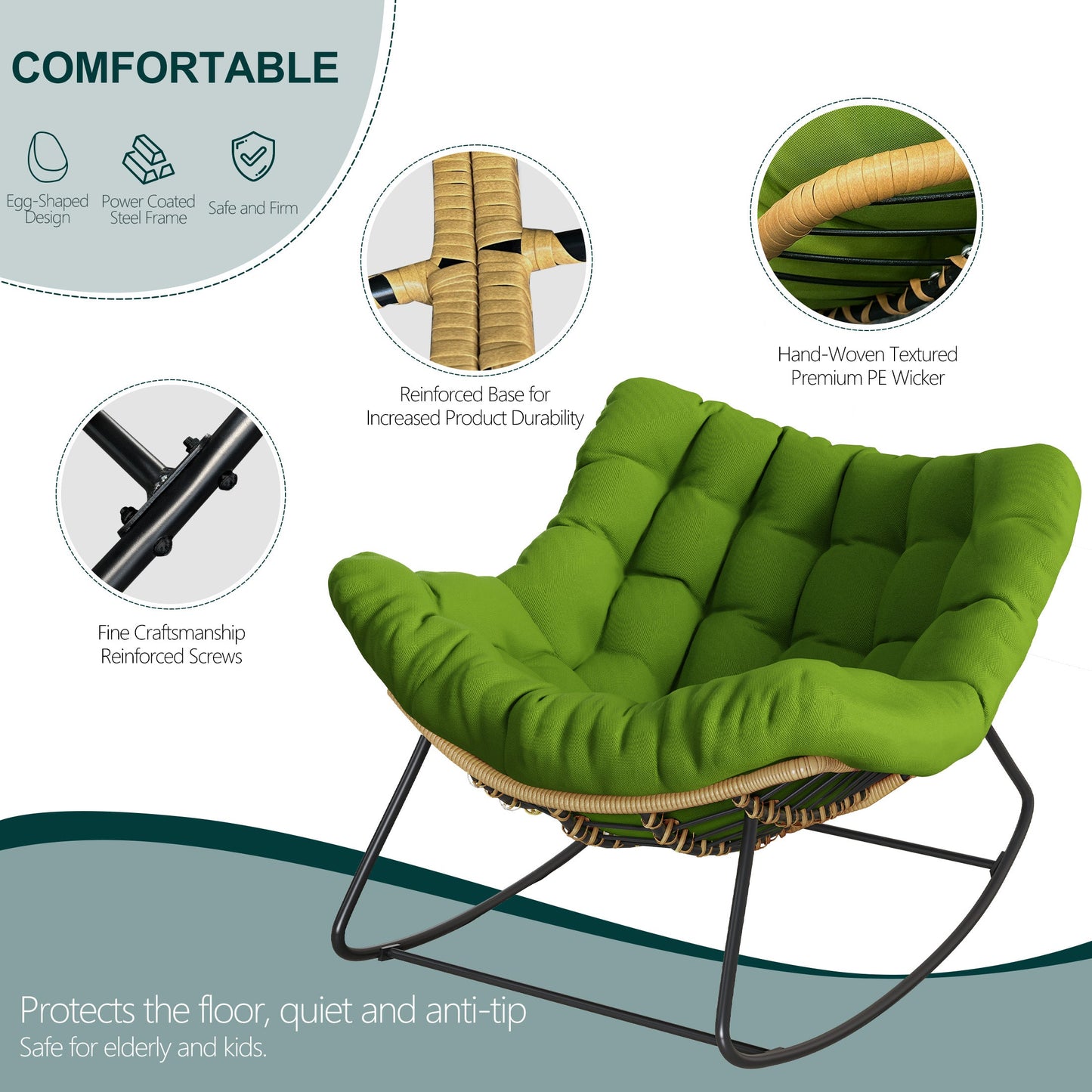 Oversized Papasan Rocking Chair for Indoor & Outdoor Use
