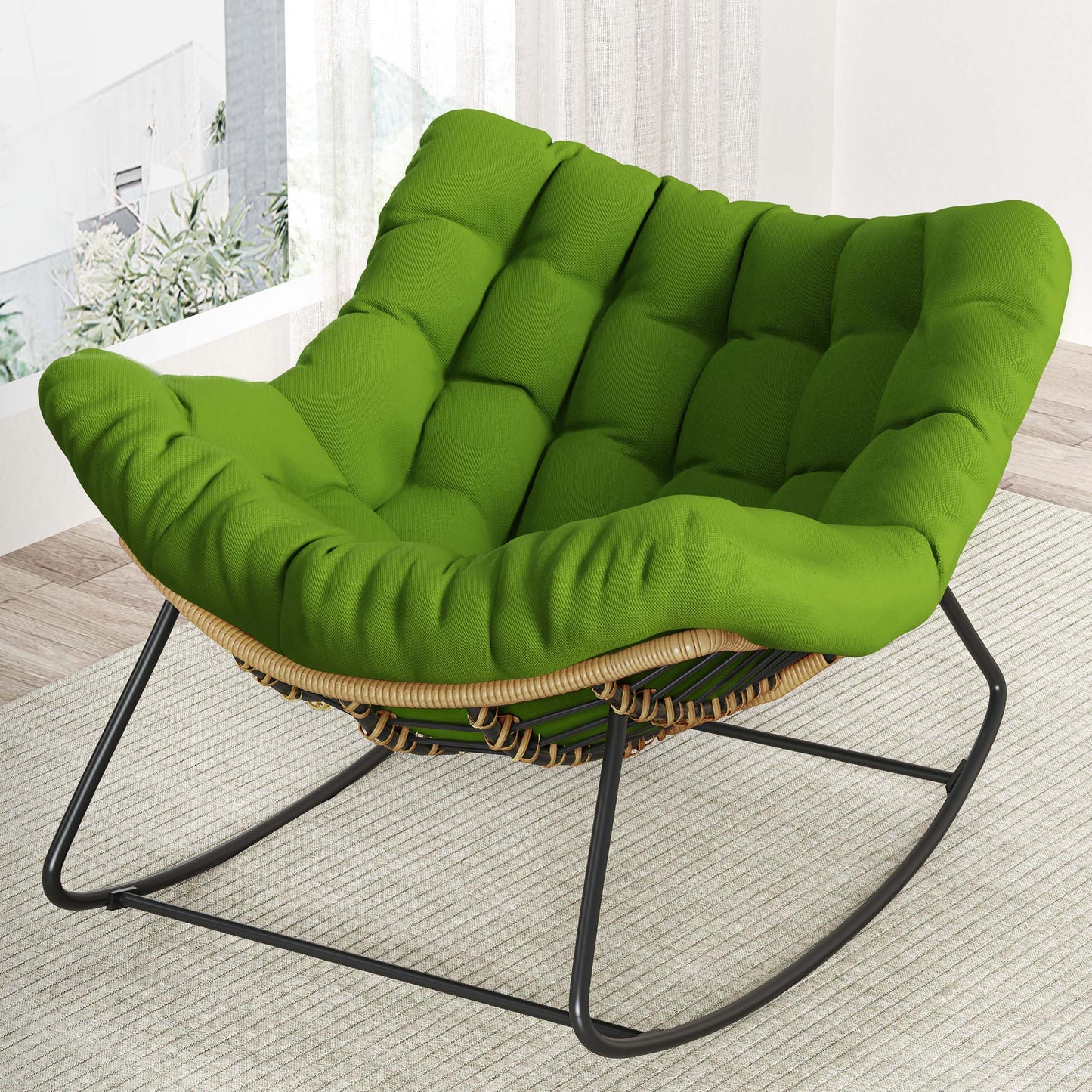 Oversized Papasan Rocking Chair for Indoor & Outdoor Use
