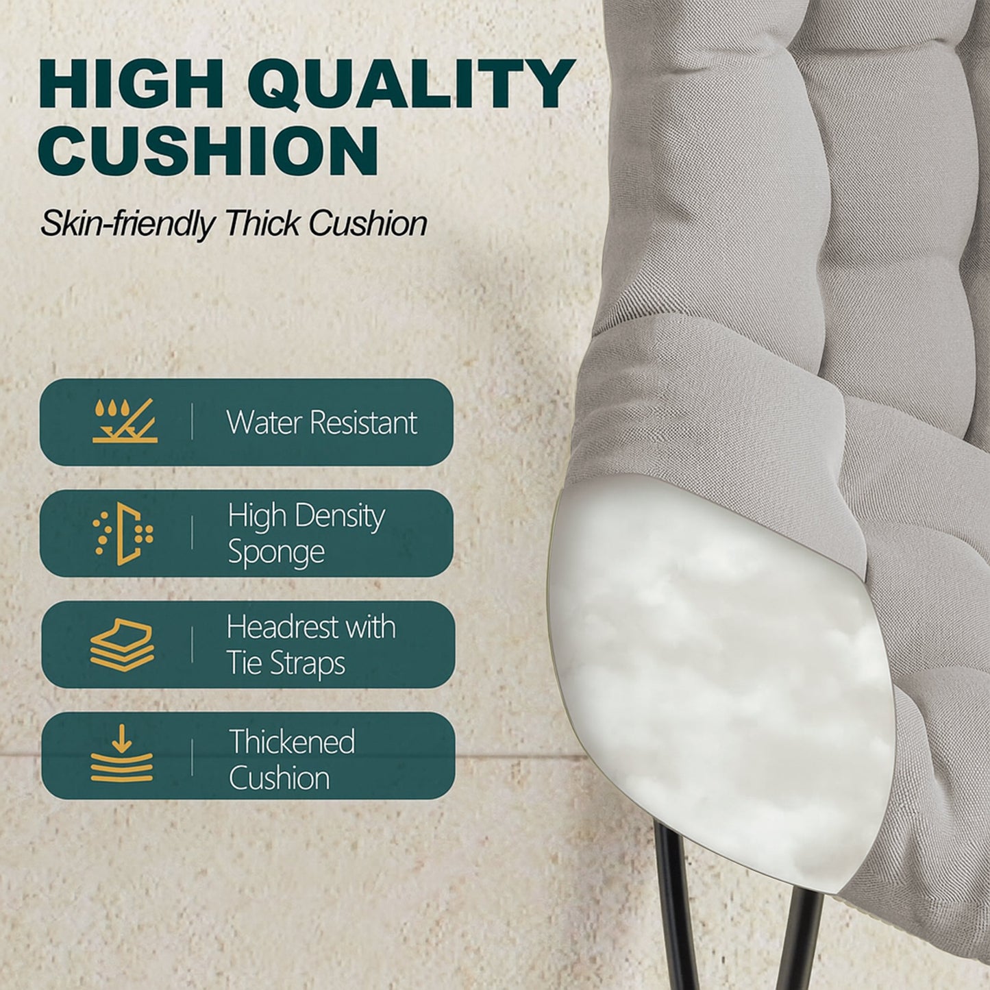 Oversized Papasan Rocking Chair for Indoor & Outdoor Use
