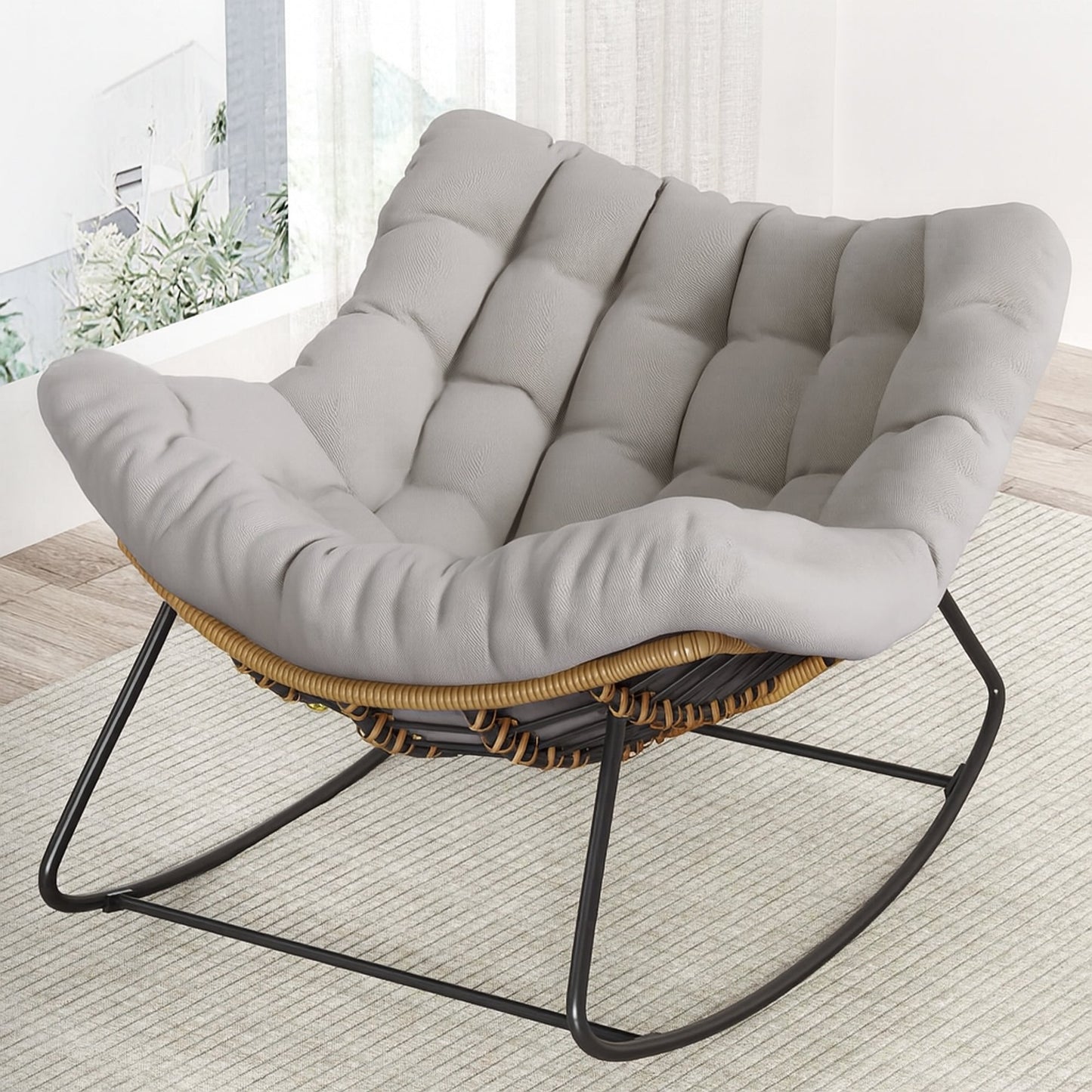 Oversized Papasan Rocking Chair for Indoor & Outdoor Use
