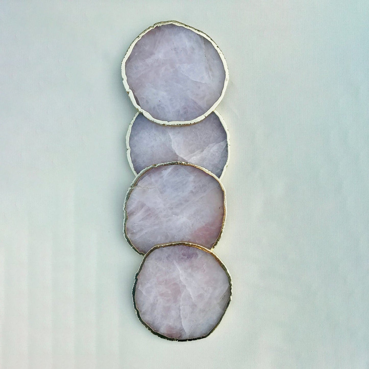Natural Rose Quartz Agate Coasters – Set of 4