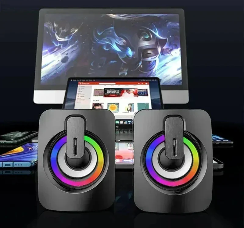 Computer Stereo RGB LED Light Black-4