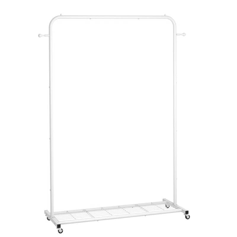 Modern White Garment Rack with Lockable Wheels