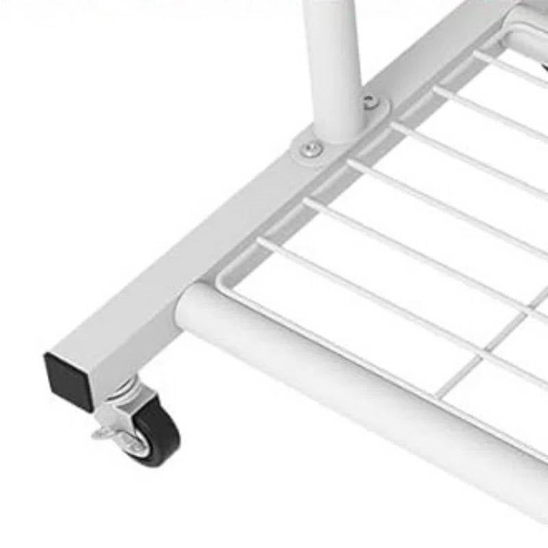 Modern White Garment Rack with Lockable Wheels