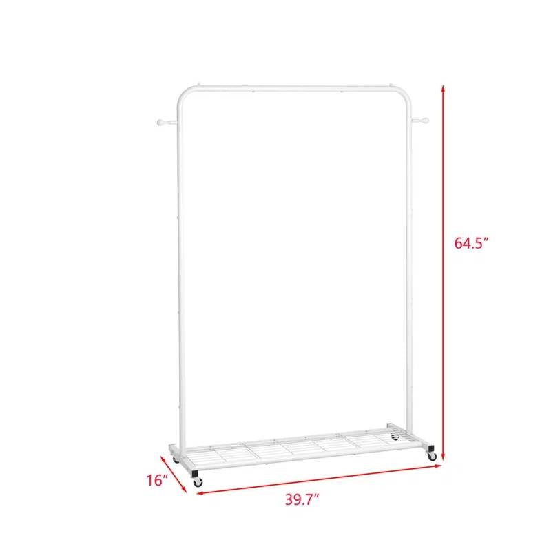 Modern White Garment Rack with Lockable Wheels