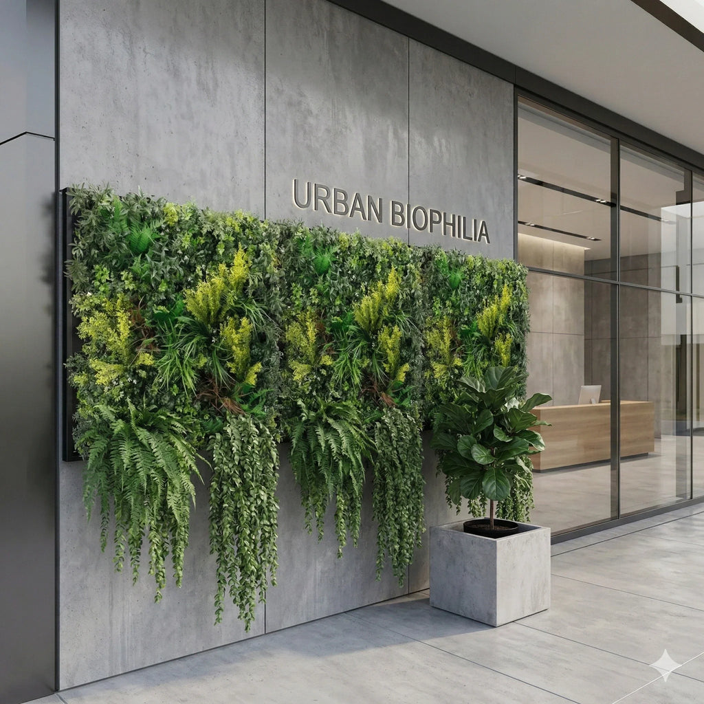 Tropical Vibe Artificial Vertical Garden Green Wall Panel 35×35in – NFPA701 Fire Rated – UV Resistant – Commercial Grade