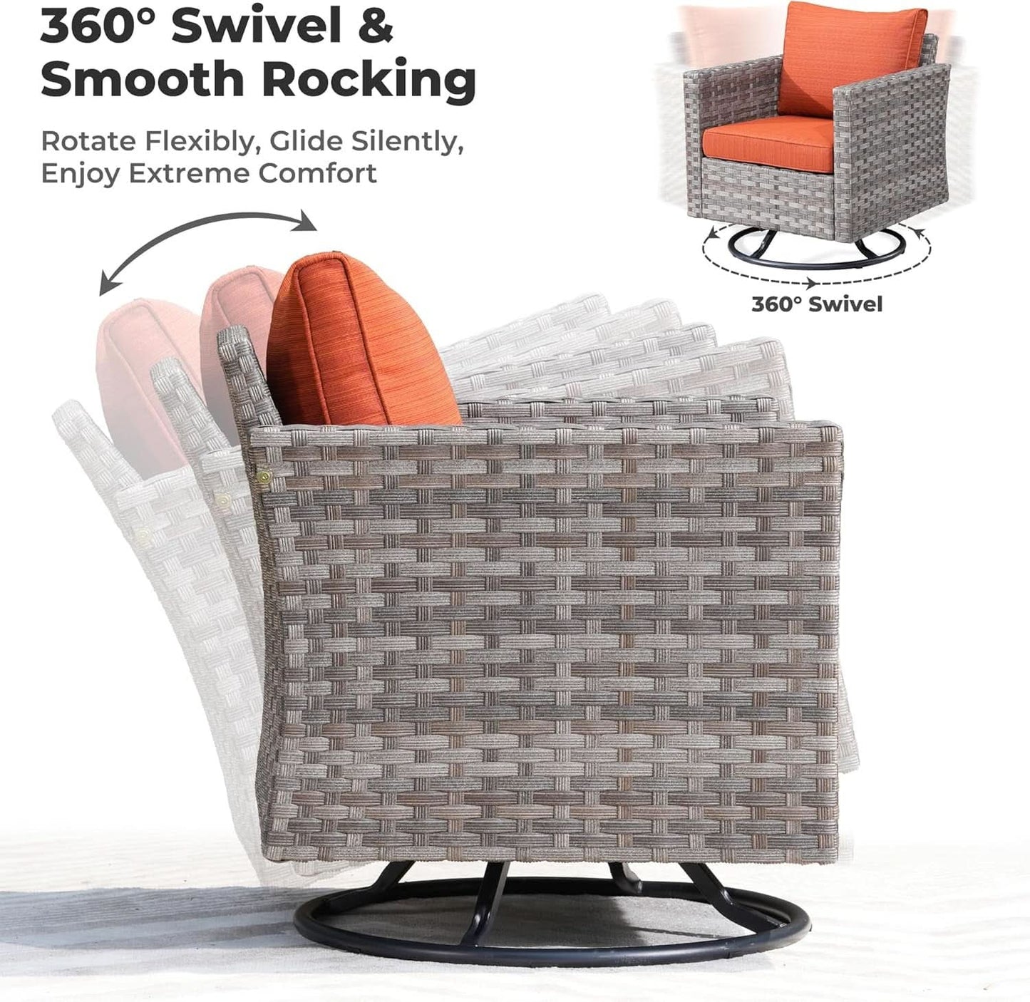 Modular Outdoor Wicker Sofa Set with Fire Pit Table