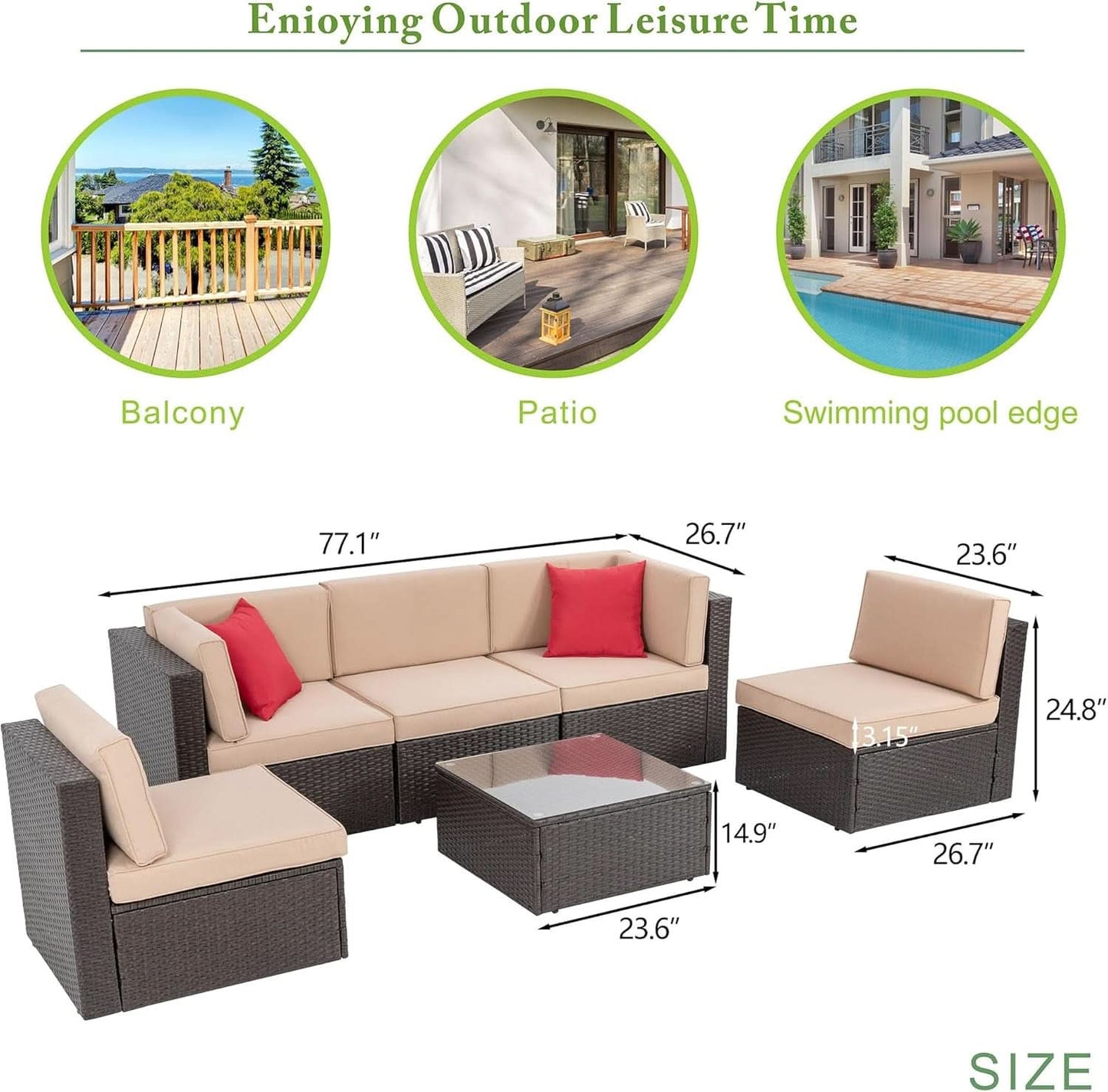 4-Piece Rattan Patio Furniture Set with Coffee Table